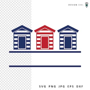 Beach Huts Split Monogram Frame: Seaside SVG Cut File (Digital Download)