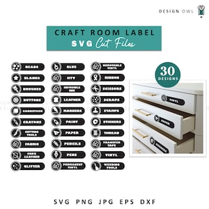 Craft Room Organization Labels: 30 SVG Cut Files (Digital Download)