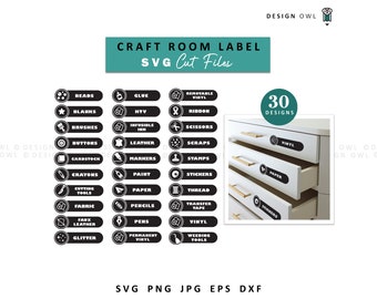 Craft Room Organization Labels: 30 SVG Cut Files (Digital Download)