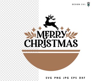Merry Christmas Reindeer SVG: Round Christmas Design (Digital Download)