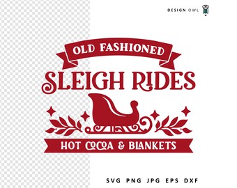 Sleigh Rides SVG: Vintage Christmas Sign, Printable Wall Art (Digital Download)