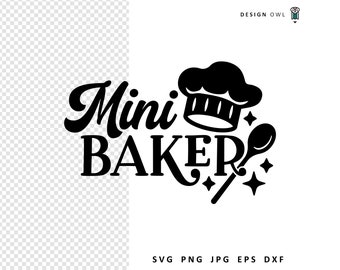 Mini Baker File SVG, Download digitale, Cottura SVG, File tagliati per Cricut, Design grembiule, Design camicia da cucina, disegni da forno per bambini