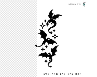 Dragon Silhouettes SVG: Fantasy Cut File (Digital Download)