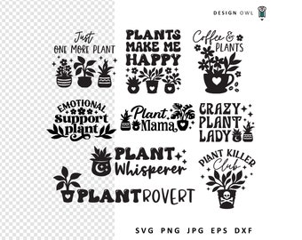 Paquete SVG de plantas: Citas sobre plantas de interior, diseños divertidos de macetas (archivos digitales)