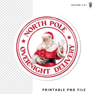 Christmas Gift Label - Printable Stickers, Digital Download, Santa Stickers, North pole labels