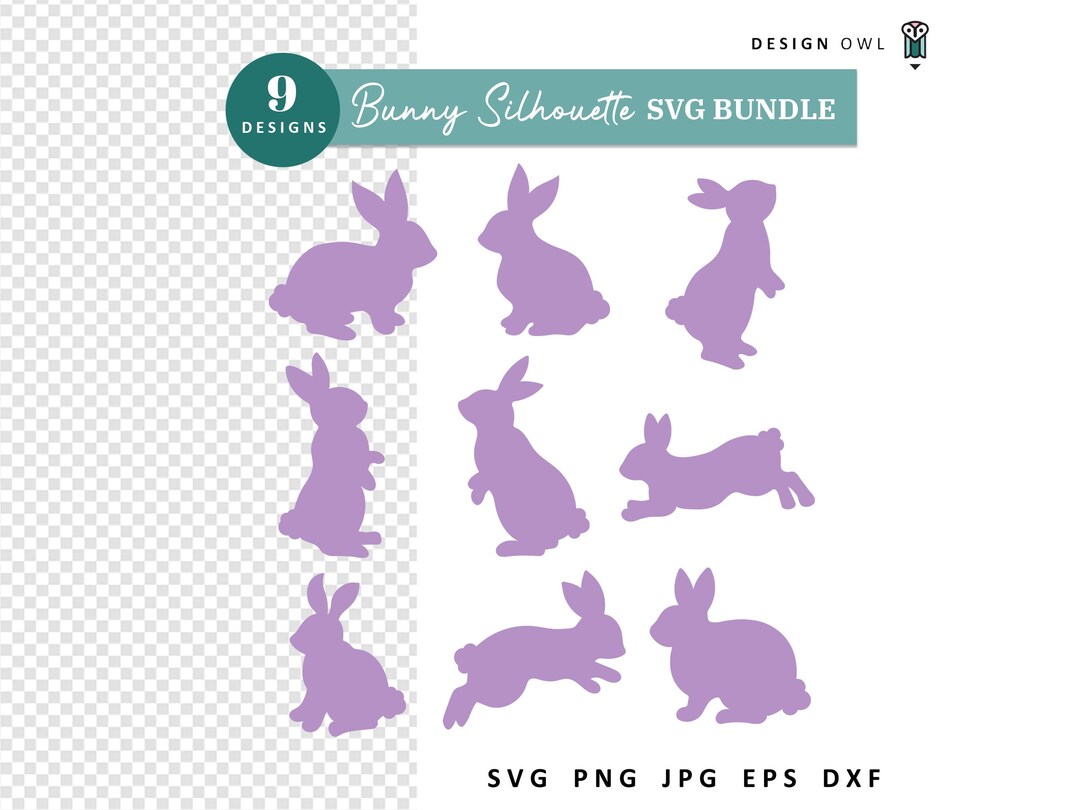 Easter Bunny SVG Bundle, Rabbit Silhouette SVG Files, Digital Download ...