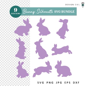 Easter Bunny SVG Bundle, Rabbit Silhouette SVG Files, Digital Download, Cut Files For Cricut, Bunny Clipart images