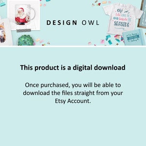 May include: The image showcases various products, including a mug with Santa Claus, a tote bag with a fox, and a white t-shirt with text. The text "DESIGN OWL" is visible. The image also includes the text "This product is a digital download."