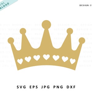 Heart Crown SVG: Princess Tiara Cut File (Digital Download)