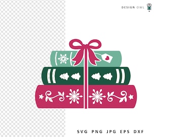 Book Stack Gift SVG: Christmas Cut File (Digital Download)