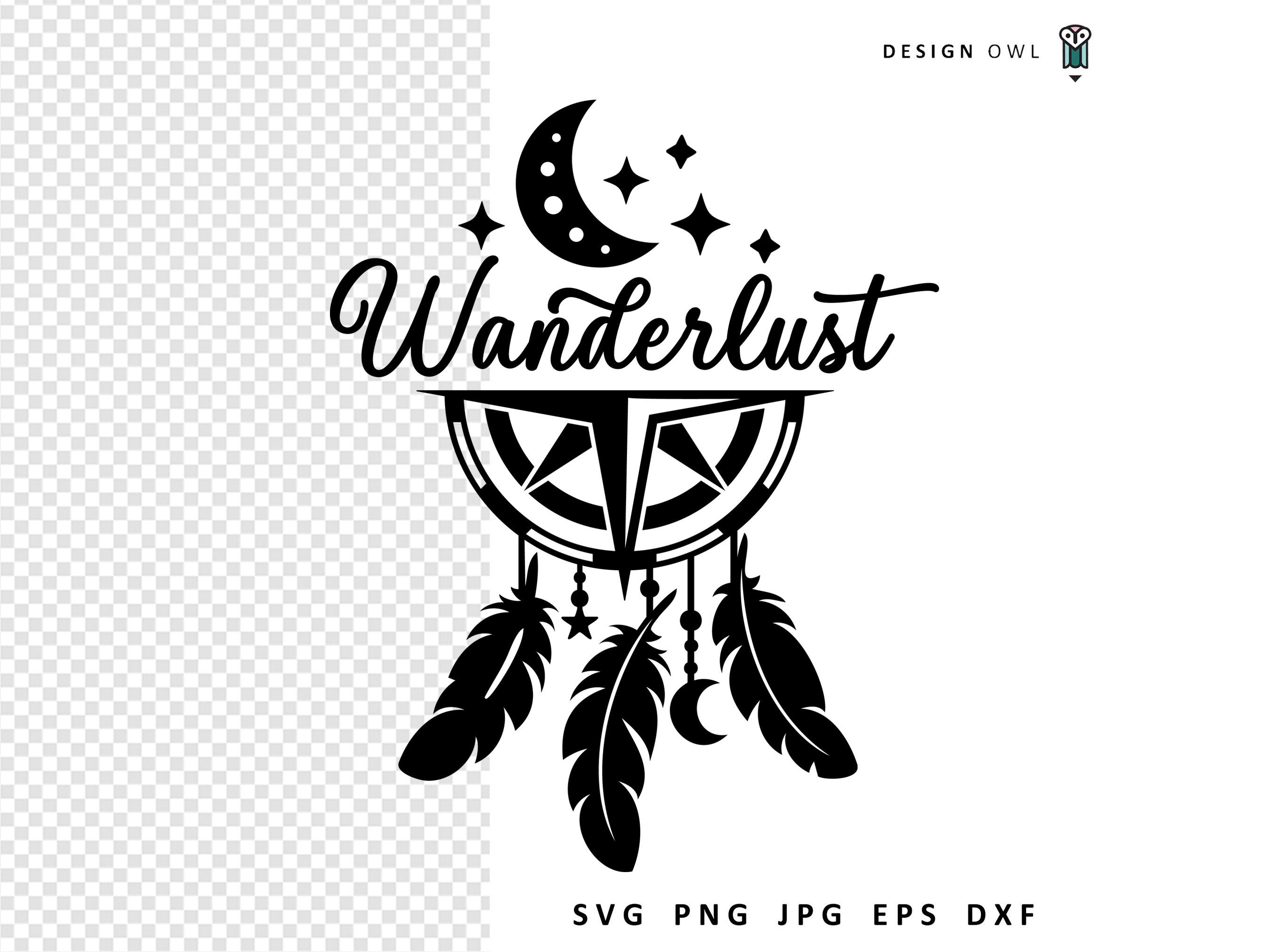 Wanderlust SVG File: Boho Dreamcatcher Design (Digital Download)