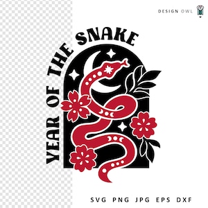 Ano da Serpente SVG, Arquivo SVG do Ano Novo Chinês, Download Digital, Arquivo de Corte para Cricut, Design de Camisa do Zodíaco