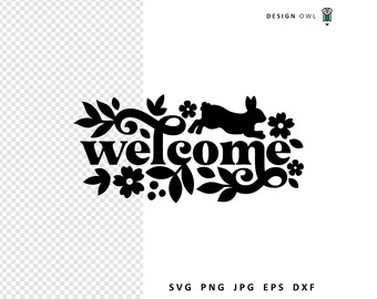 Spring Welcome Sign SVG: Rabbit Woodland Decor (Digital Download)