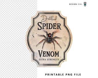 Spider Venom Apothecary Label: Halloween Potion Bottle Sticker (Digital Download)