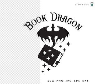 Book Dragon SVG: Funny Reading Design (Digital Download)