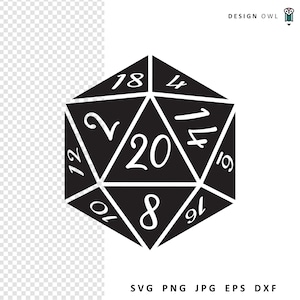 D20 Dice SVG File: RPG Gamer Shirt Design (Digital Download)