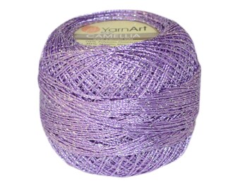 Camellia YarnArt Crochet yarn for knitting Crochet Metalic Polyester yarn Summer shinny yarn Hand knit yarn Color choice Fantasy Lace yarn