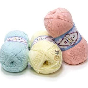 Cotton Gold Fine Baby Alize Crochet yarn Yarn for knitting Hypoallergenic yarn Summer yarn Hand knit yarn Color choice Cotton-Acrylic Soft