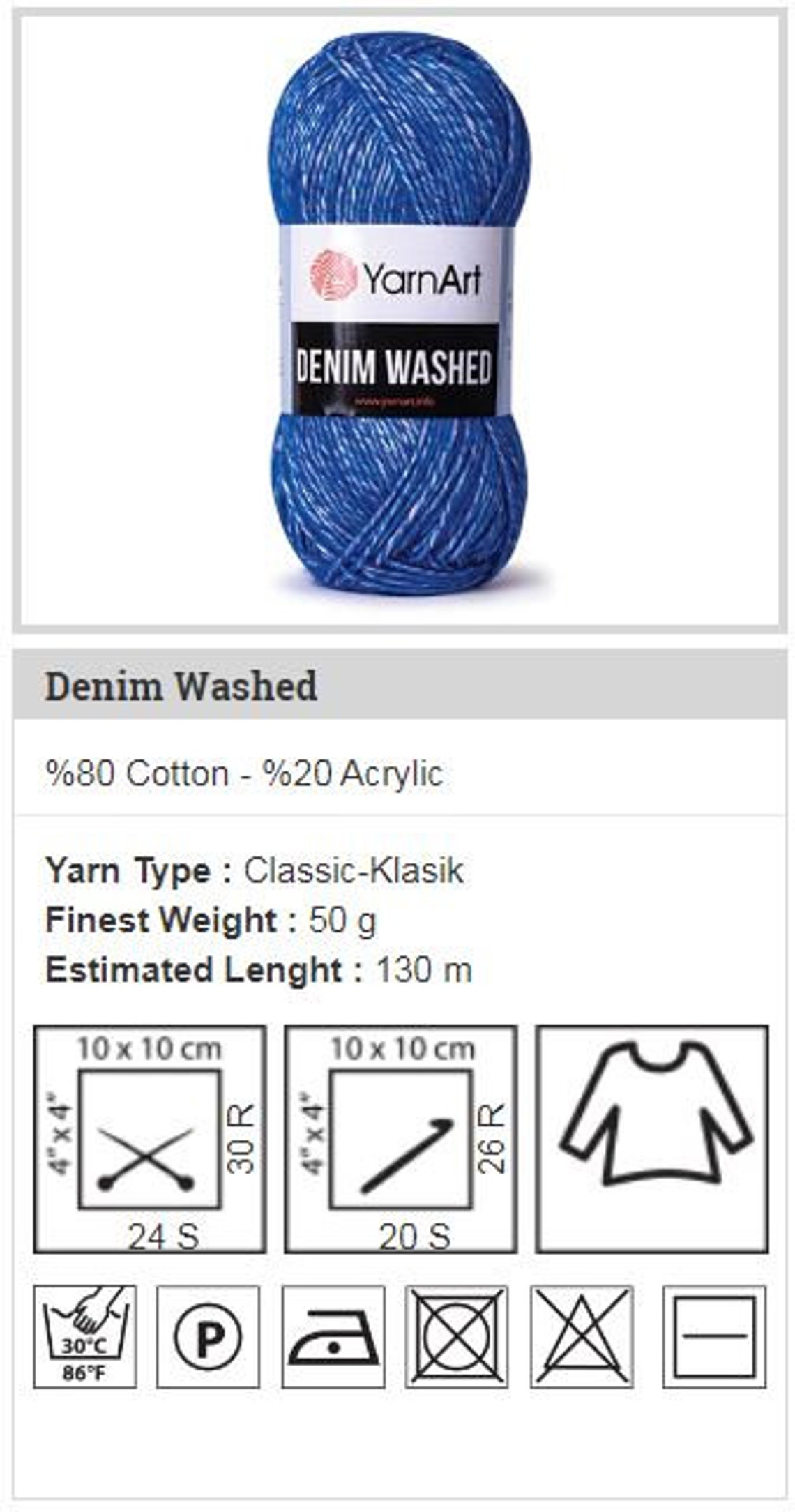 Denim Washed Yarnart Crochet Yarn Soft Yarn for Knitting Etsy