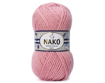 May include: A pink ball of Nako Mohair Delicate Bulky yarn.
