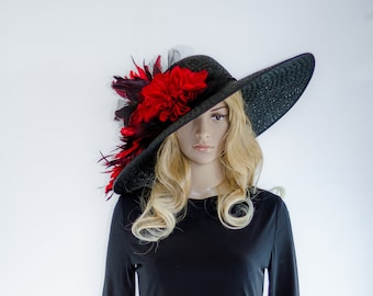 Kentucky Derby hat, Horse racing hat, Halloween costume, Breeders Cup hat, Church hat, Black Hat