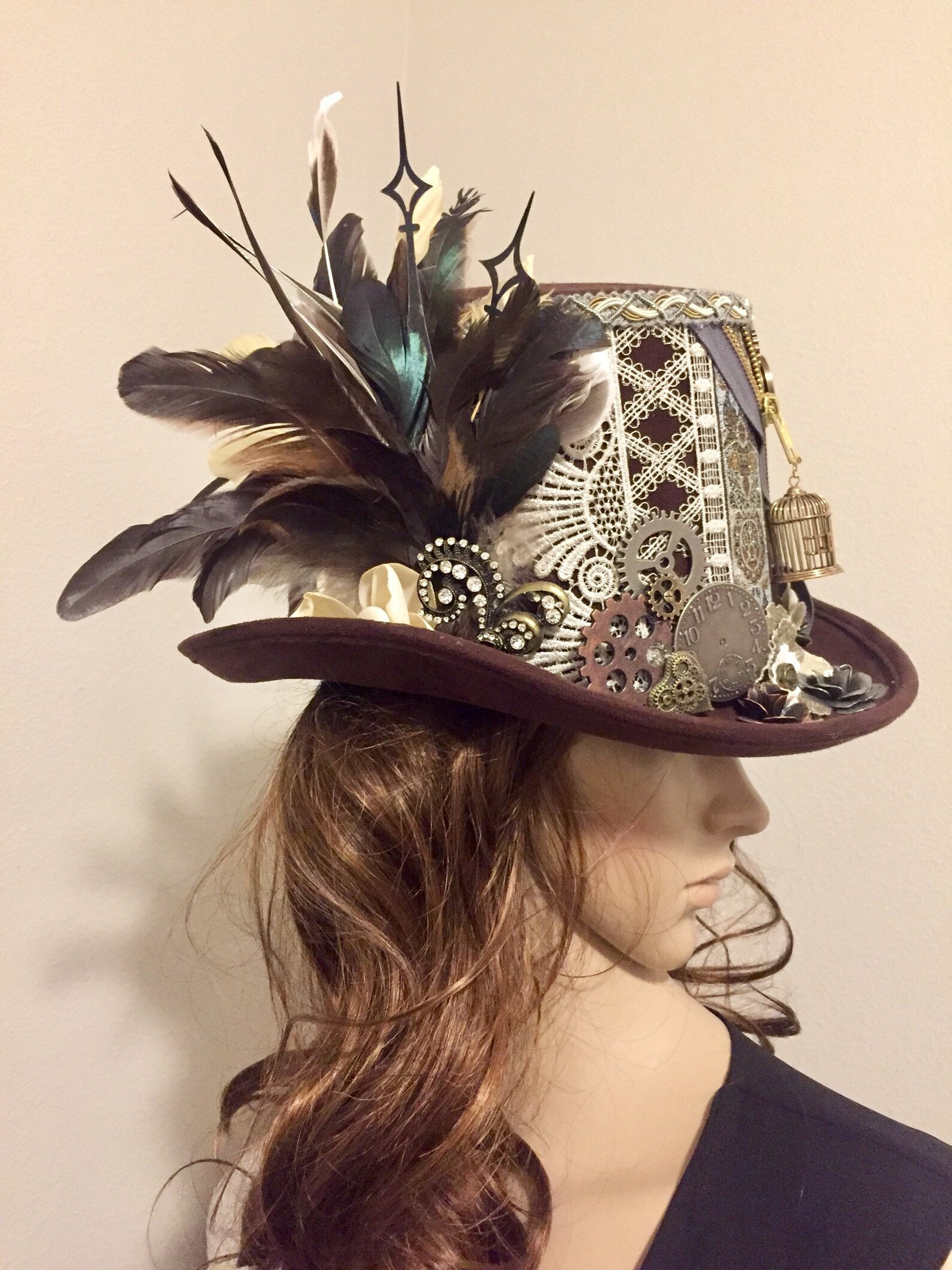 Brown Birdcage Steam Punk Hat Size Adjustable S,M,L Etsy Ireland