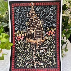 Baba Yaga's Dacha - Slavic Folk Embroidery Style 2025 Version | Limited Edition Giclee Print