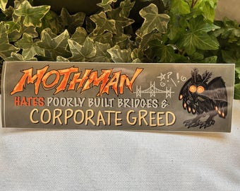 Mothman hatar företagsgirighet | Bildekal