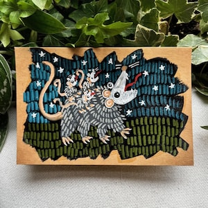 Mama Possum | Cartão de felicitações de arte popular em guache pintado à mão