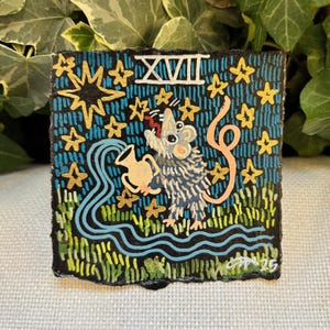 A Estrela - Tarô Possum | Pintura em Acrílico em Miniatura Original
