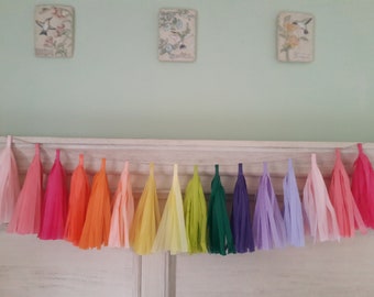 Rainbow tassel garland/ Custom colors available upon request