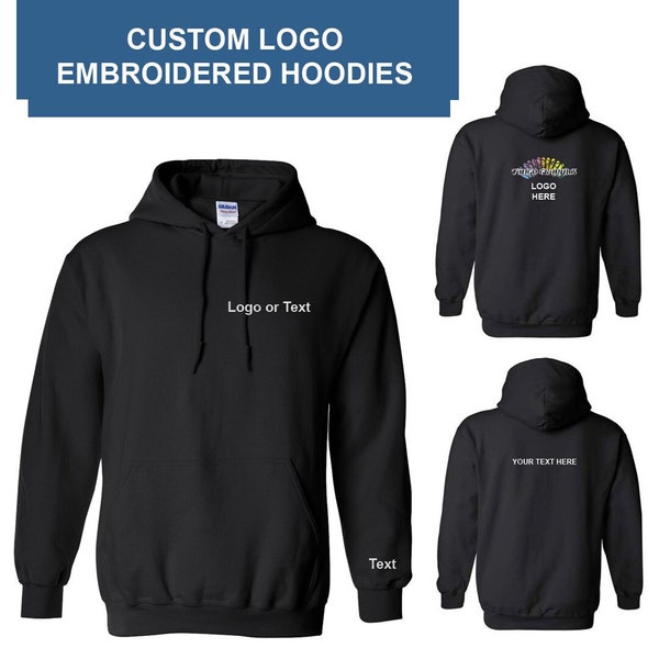 Custom Logo hoodie - personalized hoodie  - logo or text - custom embroidered - business logo hoodie, logo sweatshirts  - 40 colours