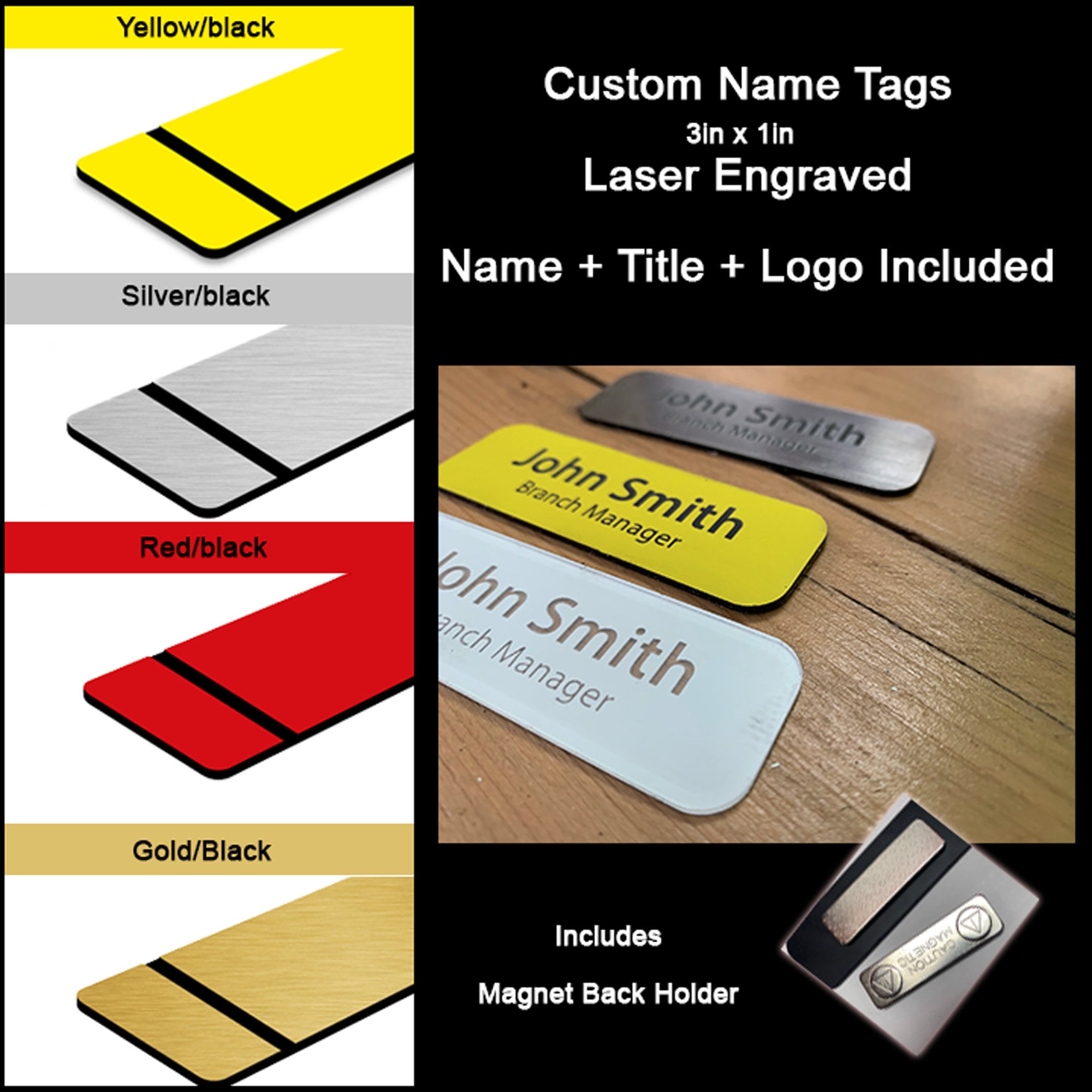 Custom Name / Logo / Title Badge Name Tag Business Name Etsy
