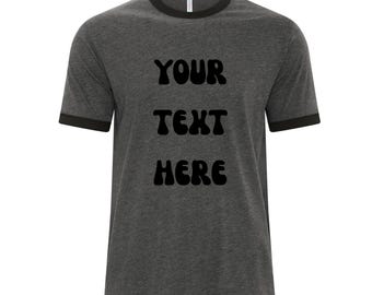 Custom text Ringer t-shirt