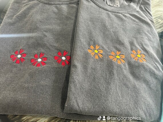 Floral Embroidered T-shirt - T-shirt Embroidered