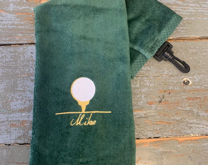 Personalized - Plush Velour Terry 100% Cotton Golf Towel - embroidered golf towel -  tri-folded golf towel - Christmas gifts