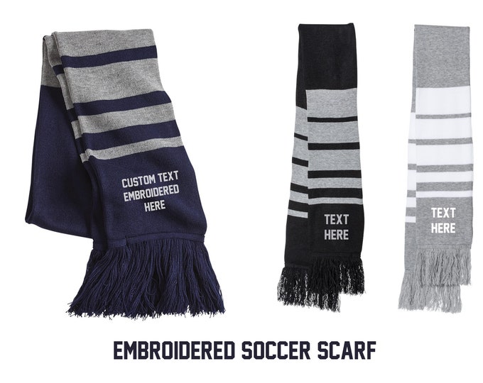 Custom embroidered Soccer scarf. Scarves - 3 colours available - personalized scarves