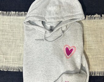 Custom embroidered hoodie - personalized hoodie  - boho heart + Love  - Valentine's gift - bridesmaids hoodies