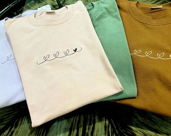 Connected hearts embroidered t-shirts