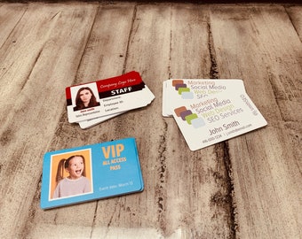 Cartes PVC - Cartes de visite en plastique - Cartes d'identité - Cartes de fête - Cartes VIP pass - Carte cadeau