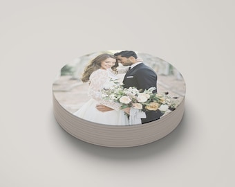 Custom Printed pulpboard coasters - Circle - 4in Coasters - Wedding coaster - Birthday coasters - Valentines’s Day gift