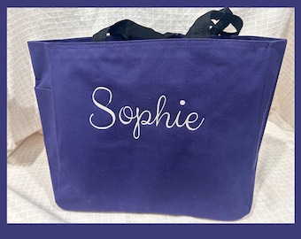 Bestickte Tragetasche mit Namen, personalisiertes Geschenk
