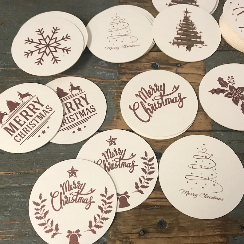 Christmas paper coasters set of 8 Holiday coasters paper coasters - Christmas coasters
