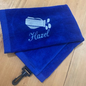 Serviette de golf personnalisée en velours - serviette de golf brodée - serviette de golf pliée en 3 - serviette de broderie pour sac de golf - sac de golf + serviette prénom - cadeaux