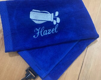 Serviette de golf personnalisée en velours - serviette de golf brodée - serviette de golf pliée en 3 - serviette de broderie pour sac de golf - sac de golf + serviette prénom - cadeaux