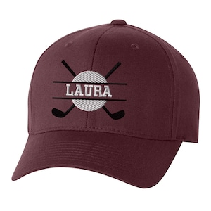 Custom Embroidered Golf Hats  - personalized hat with name or text embroidered - baseball cap - Golf Clubs + name embroidered