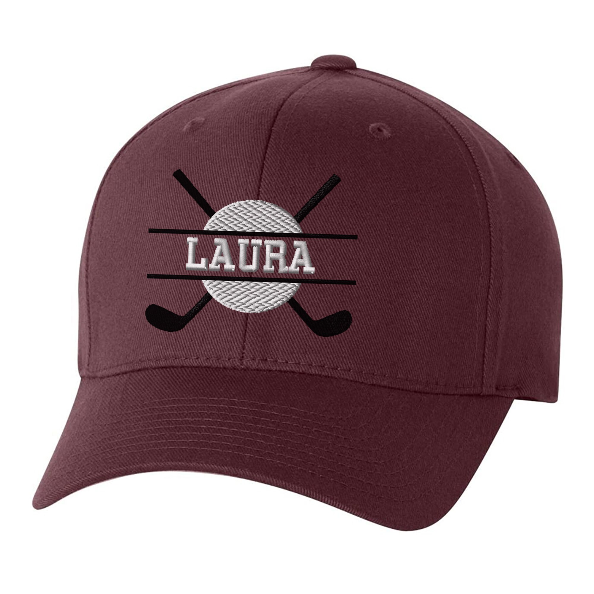 Custom Embroidered Golf Hats  - personalized hat with name or text embroidered - baseball cap - Golf Clubs + name embroidered