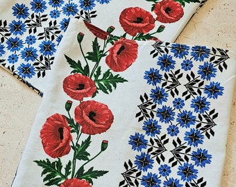 Set 2 pcs Ukrainian towel, Set ukrainian linen tea towels, Embroidery print Ukrainian towel, Ukrainian runner
