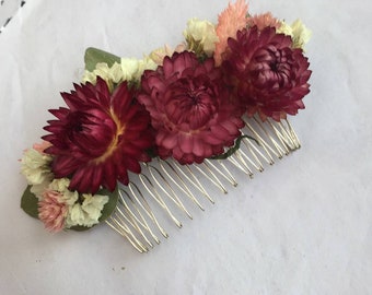 Dried Flowers Comb,Bridal Hair Accessories,Bride Floral Comb,Floral Hair Piece,Boho Chic Comb,Rustic Woodland,autumn wedding hair