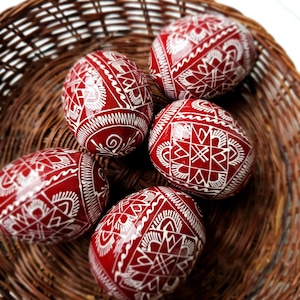 Easter egg, Set 5 Ukrainian pysanky, wooden eggs, Hand painted ornament eggs, Ukraine souvenir and gift for Easter, decorate egg, pisanki
